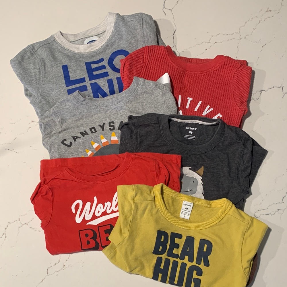 Boys 4T long sleeve tops lot of 6